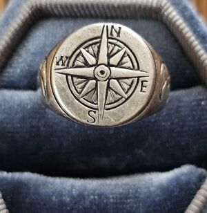 925 Silver Compass Ring (Vintage)